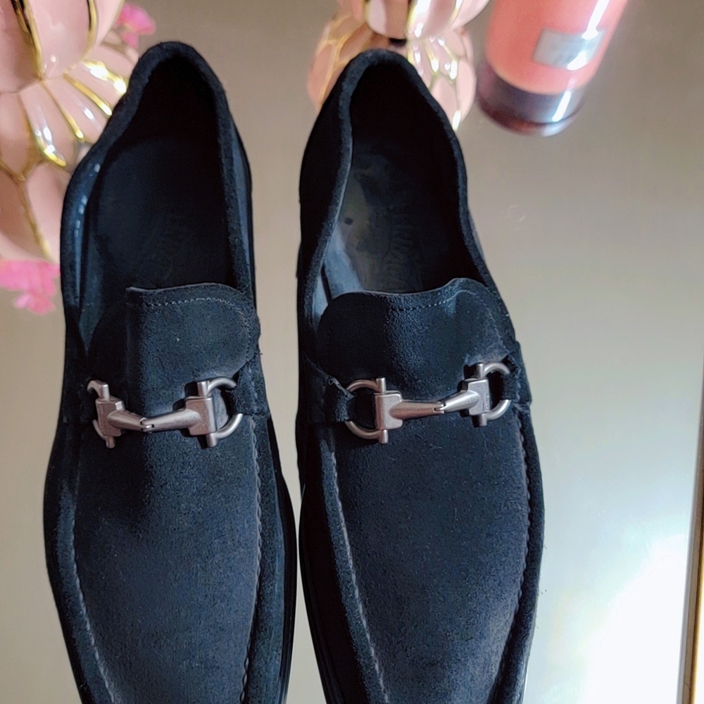 Salvatore Ferragamo Men's Black Suede Loafers Used Like New.